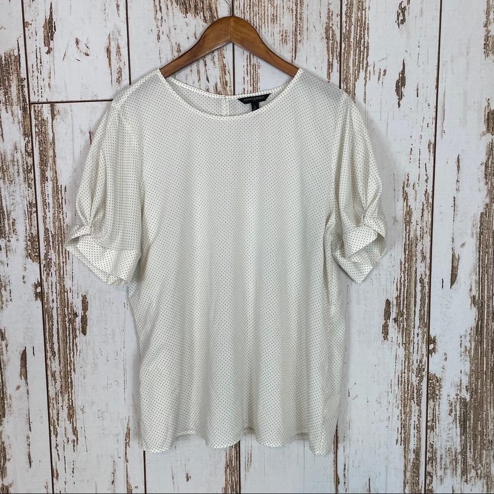 Banana Republic White/Black Polka Dot Blouse XL